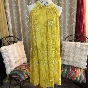 Chic Yellow Floral Midi Dress